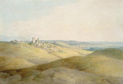 Pough Hill, nær Bude, Cornwall (penn og blekk og wc på papir) av Francis Towne