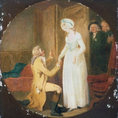 Akt V, Scene III av stykket She Stoops to Conquer av Oliver Goldsmith (1730-1774) av Francis Wheatley