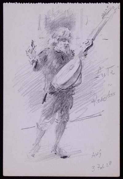 Portrett av Arnold Dolmetsch av Francis Wilfred Lawson