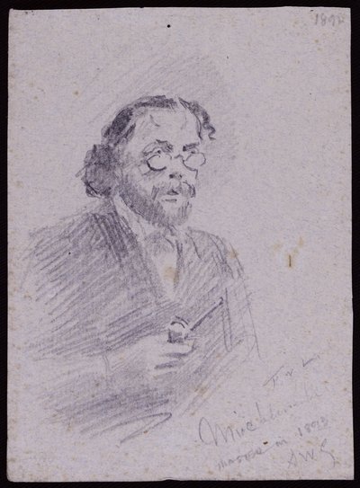 Portrett av JT Micklethwaite, ca. 1893 (blyant på papir) av Francis Wilfred Lawson