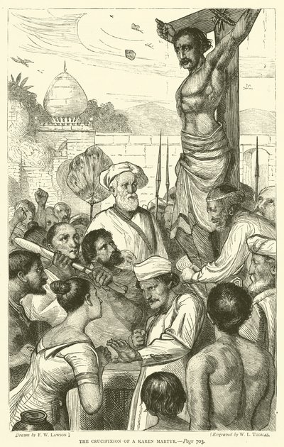 Korsfestelsen av en Karen-martyr av Francis Wilfred Lawson