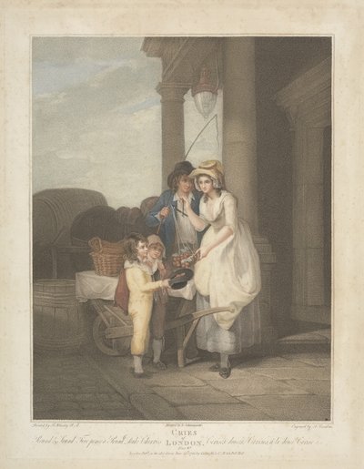 Cries of London: Round and Sound, Five Pence a Pound, Duke Cherries, gravert av Anthony Cardon (1772-1813) 1795 av Francis after Wheatley