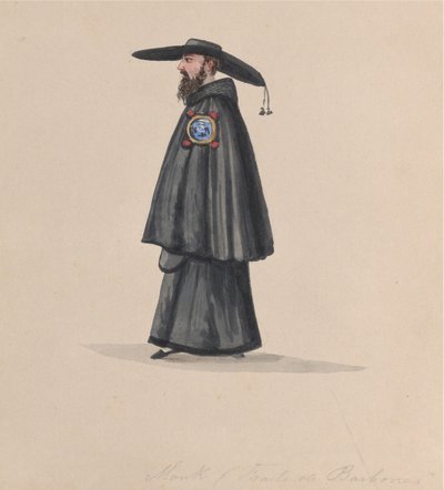 En munk fra Barbones-ordenen, fra en gruppe tegninger som viser peruansk drakt, 1848. av Francisco
