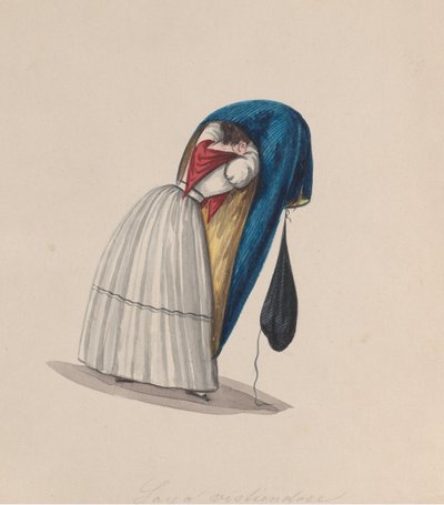 En kvinne som setter seg bakfra, fra en gruppe tegninger som viser..., ca. 1848. av Francisco