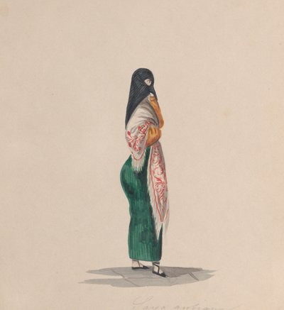 En kvinne som bærer siaen stående i profil, fra en gruppe tegninger som viser peruansk..., ca.184 av Francisco