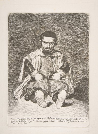 En dverg en dverg kjent som El Primo etter Diego Velázquez, 1778. av Francisco de Goya