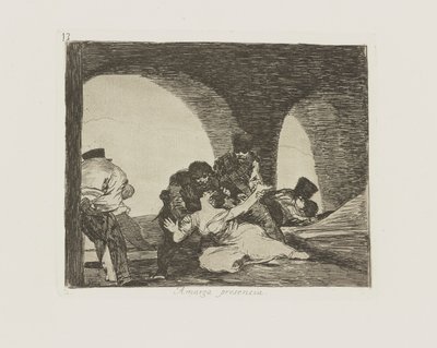 bittert nærvær. (Bittert å være tilstede.), pl. 13 fra serien The Disasters of War av Francisco de Goya