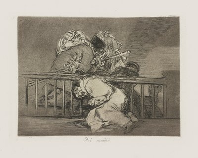 Som? sucedi?. (Slik skjedde det.), pl. 47 fra serien Los desastres de la guerra (The Disasters of War) av Francisco de Goya