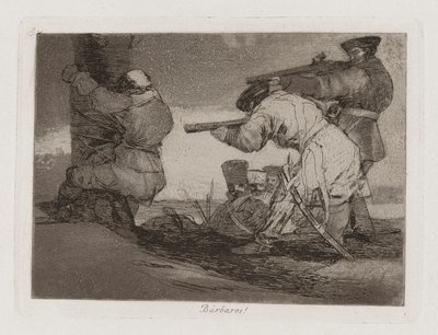 Barbarianer! (Barbarians!), Plate 38 fra The Disasters of War av Francisco de Goya