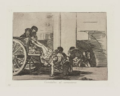 Kjøreveier til kirkegården. (Kerrelass til kirkegården.), pl. 64 fra serien The Disasters of War av Francisco de Goya