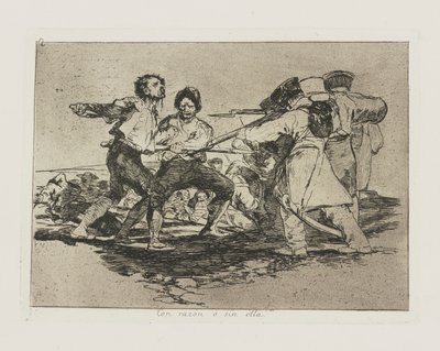 Med grunn? uten henne. (Med rette eller feil.), pl. 2 fra serien The Disasters of War av Francisco de Goya