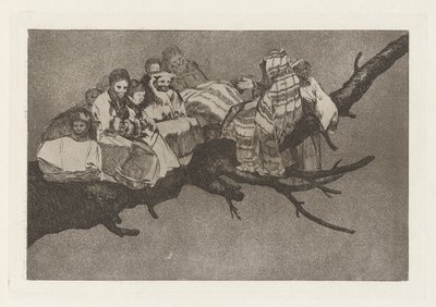 Nonsens latterlig (Ridiculous Folly), også kjent som Andarse por las ramas (To Go Amongst the Branches), fra serien Los disparates (Los proverbios) av Francisco de Goya