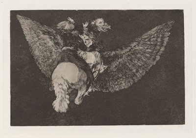 Tull-flyer (Flying Folly), også kjent som Renounce the Friend Who Covers You with his Wings and Bites You with his Beak, fra serien Los disparates (Los proverbios) av Francisco de Goya