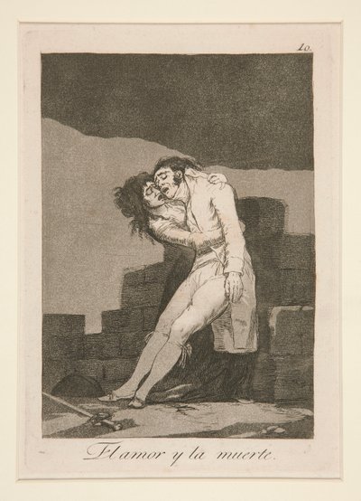 kjærlighet og død (Love and Death), pl. 10 fra serien The Caprices av Francisco de Goya