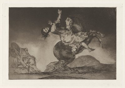 El Caballo Raptor (The Horse-Abductor), også kjent som La mujer y el potro, que los dome otro (A Woman and a Horse, Let Someone Else Master Them), fra serien Los absurdities (Los proverbios) av Francisco de Goya