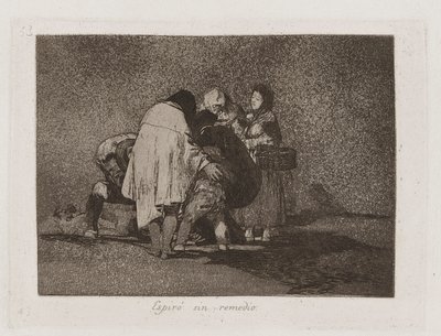 Espir? sin remedio (There Was Nothing to Be Done and He Died), Plate 53 fra Los desastres de la guerra (The Disasters of War) av Francisco de Goya