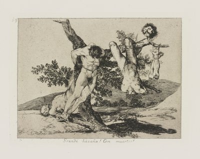 Flott prestasjon?a! Med døde! (En heroisk bragd! Med døde menn!), pl. 39 fra serien The Disasters of War av Francisco de Goya