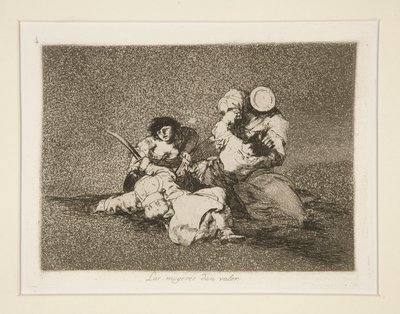 Las mugeres [sic] gir mot (Kvinnene gir mot), pl. 4 fra The Disasters of War av Francisco de Goya