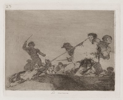 He Deserved It, Plate 29 fra The Disasters of War av Francisco de Goya