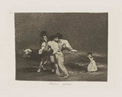 ulykkelig mor! (Ulykkelig mor!), pl. 50 fra serien The Disasters of War av Francisco de Goya
