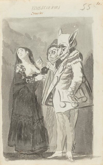 Mascaras crueles (Cruel Masks) [recto] av Francisco de Goya