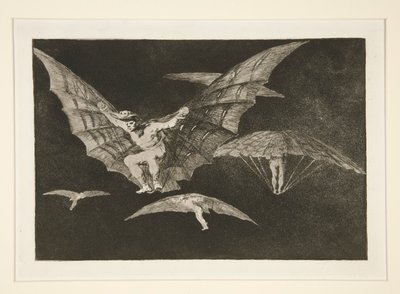 Mode of Flying (A Way of Flying), pl. 13 fra serien The Proverbs av Francisco de Goya