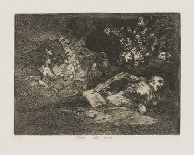 Noen. Det vil si? (Ingenting. Begivenheten vil fortelle.), pl. 69 fra serien The Disasters of War av Francisco de Goya