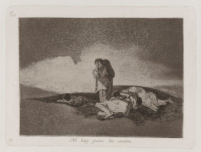 No hay quien los socorra (There is No One to Help Them), Plate 60 from Los desastres de la guerra (The Disasters of War)   1347660   no       norwegian Successfully Translated  Original: A horse-drawn coach driving past a group of cottages, Greater London  av Francisco de Goya