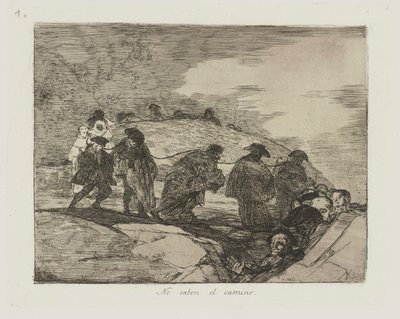 Ingen saben el camino. (De kjenner ikke veien.), pl. 70 fra serien Los desastres de la guerra (The Disasters of War) av Francisco de Goya