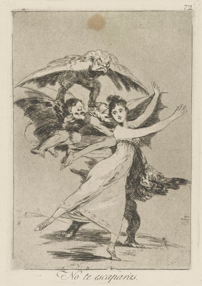 Ingen escapr?s. (Du vil ikke unnslippe.), pl. 72 fra serien Los caprichos av Francisco de Goya