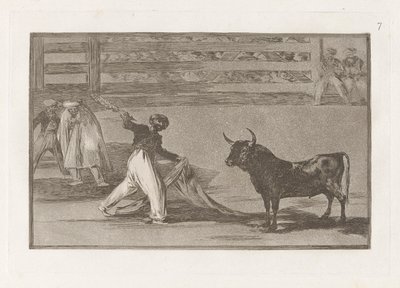 Opprinnelsen til harpuner? banderillas (Harpunernes opprinnelse eller Banderillas), tallerken 7 fra La tauromaquia av Francisco de Goya