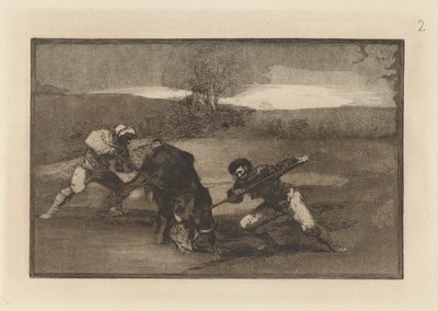 En annen måte å jakte på? fot (En annen måte å jakte på til fots), Plate 2 fra La tauromaquia av Francisco de Goya