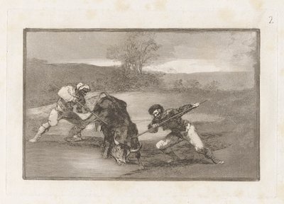 En annen måte å jakte på? fot (En annen måte å jakte på til fots), Plate 2 fra La tauromaquia av Francisco de Goya