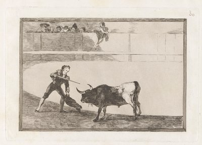 Pedro Romero drepe? stående okse (Pedro Romero Killing the Halted Bull), plate 30 fra La tauromaquia av Francisco de Goya