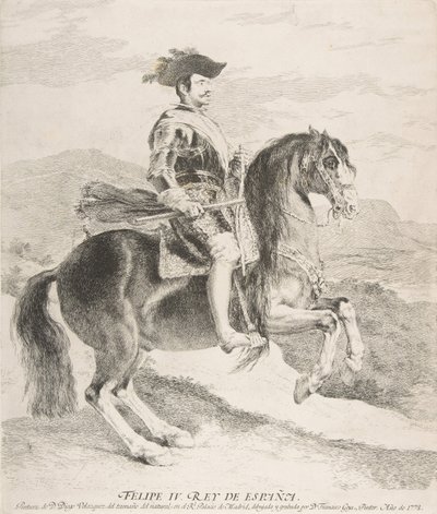 Filip IV til hest, etter Velázquez, 1778. av Francisco de Goya
