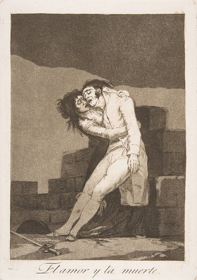 Plate 10 fra Los Caprichos: Kjærlighet og død Kjærlighet og død, 1799. av Francisco de Goya