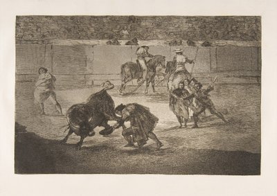 Plate 29 av Tauromachia: Pepe Illo passerer kuttet., av Francisco de Goya