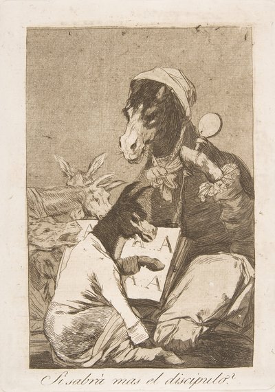 Plate 37 fra The Whims: Kan ikke eleven vite mer hvis disippelen skal vite mer, 1799. av Francisco de Goya