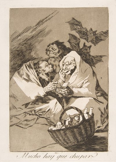 Plate 45 fra Los Caprichos: There is Plenty to Suck av Francisco de Goya