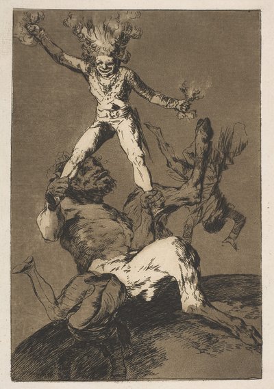 Plate 56 fra Los Caprichos: Å stige og falle Subir y bajar., 1799. av Francisco de Goya