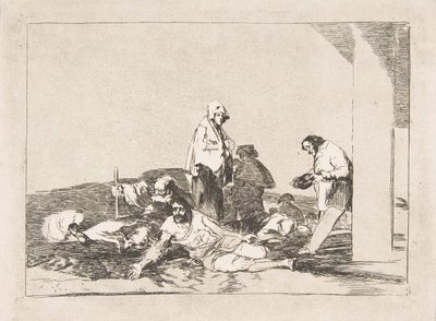 Plate 58 fra The Disasters of War Los Desastres de la Guerra: Det nytter ikke å gråte ..., 1811-12. av Francisco de Goya