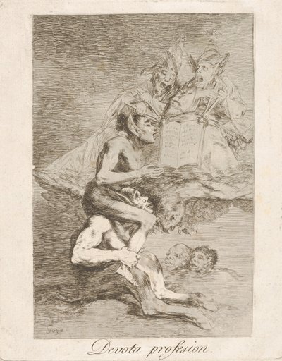 Plate 70 fra Los Caprichos: Devout Profession Devota profesion., 1799. av Francisco de Goya