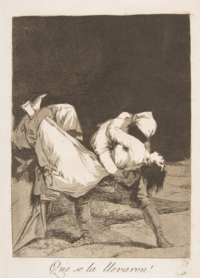 Plate 8 fra Los Caprichos: De bar henne bort! De tok henne!, 1799. av Francisco de Goya