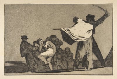 Plate A fra Disparates:Well-Kown Folly, ca. 1816-23 utgitt før 1877. av Francisco de Goya
