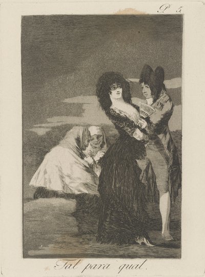 Tal para qual. (To like.), pl. 5 fra serien Los caprichos av Francisco de Goya