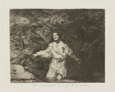 Triste anelser om hva som kommer. (Triste forvarsel om hva som kommer til å skje.), pl. 1 fra serien The Disasters of War av Francisco de Goya