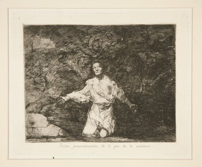 Sad forebodings of what is to happen (Sad Forebodings of What is Going to Happen), pl. 1 fra The Disasters of War av Francisco de Goya