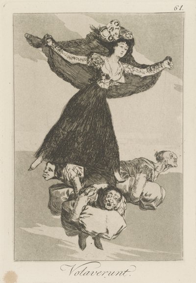 Volaverunt. (De har fløyet.), pl. 61 fra serien Los caprichos av Francisco de Goya