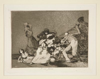 Y son fieras (Og de er som ville dyr), pl. 5 fra Los desastres de la guerra (The Disasters of War) av Francisco de Goya