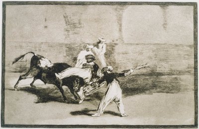 En maur fanget av oksen... fra La Tauromaquia av Francisco de Goya